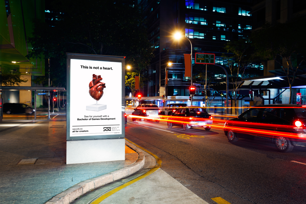 Education marketing example for SAE Creative Media Institute out-of-home advertising