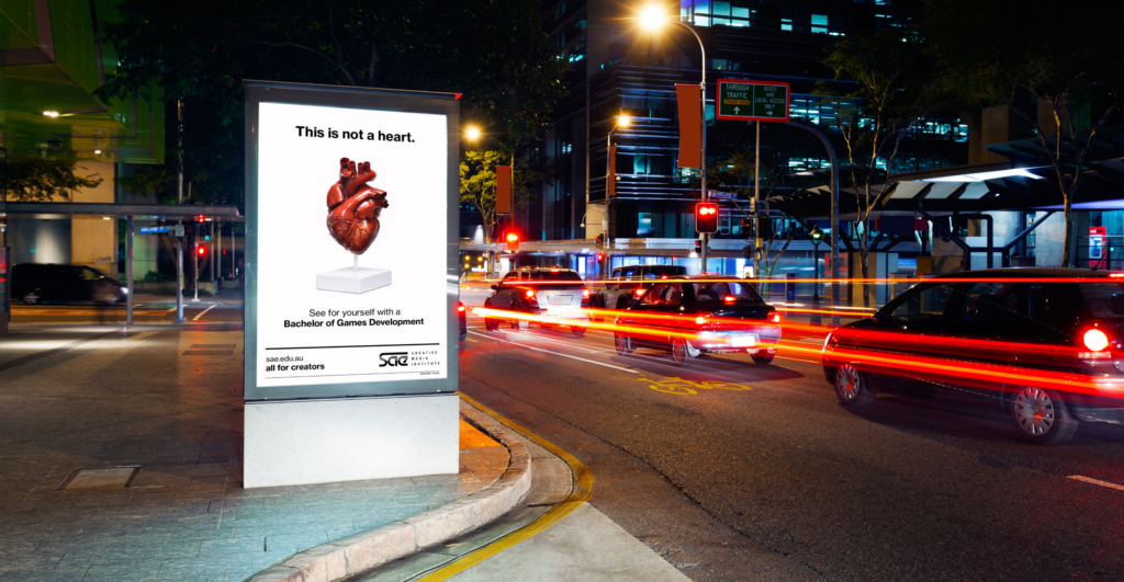 Education marketing example for SAE Creative Media Institute out-of-home advertising